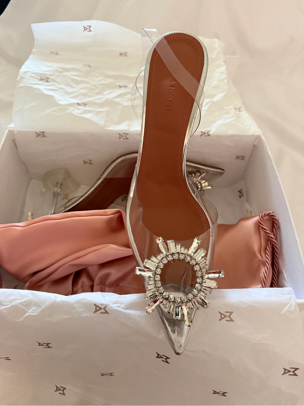 NIB Amina Muaddi Begum Glass PVC Slingback 35-42 - Picture 2 of 7
